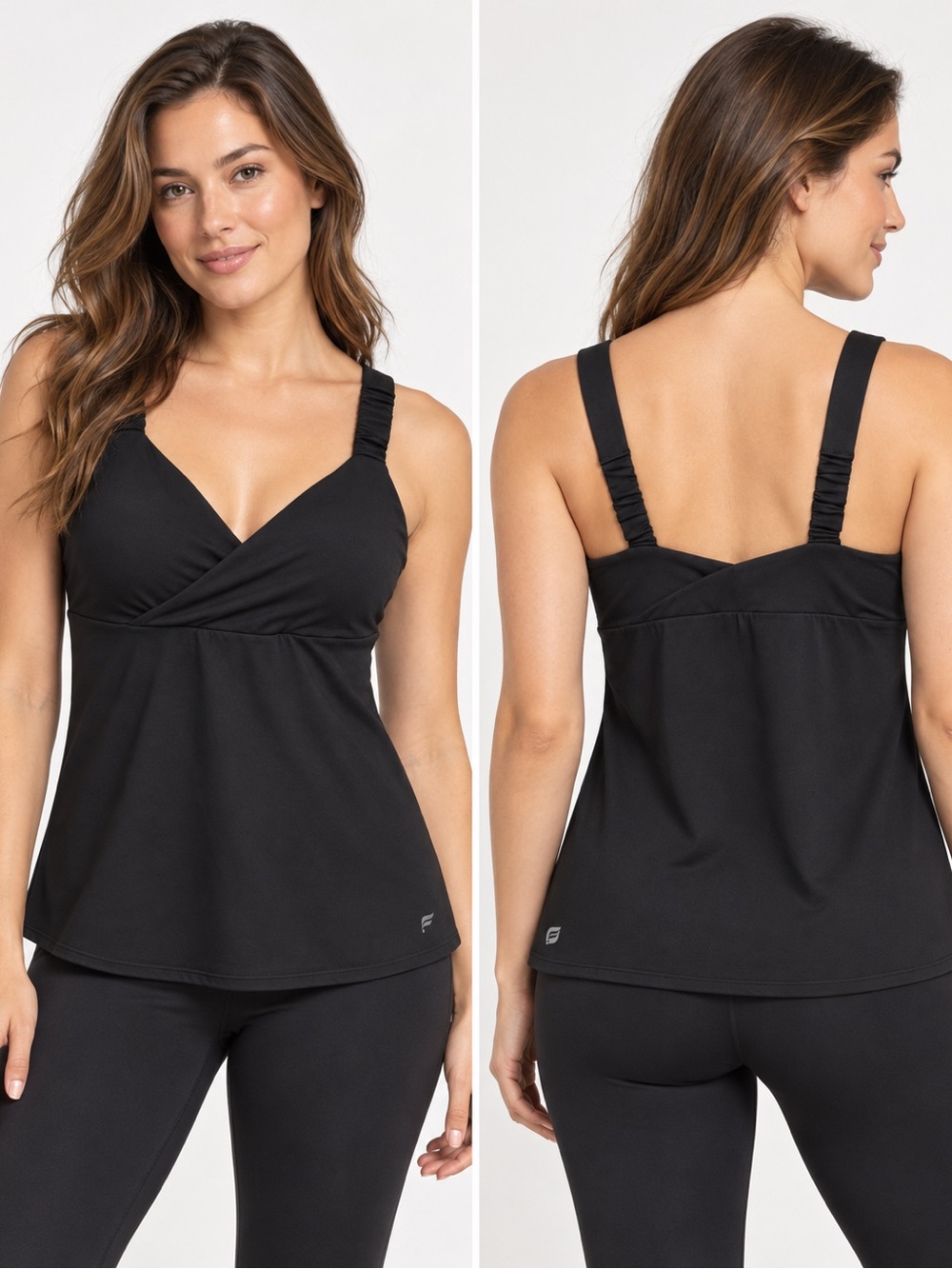 Fabletics Black Wrap Front Tank Top Size Large Activewear Workout Top